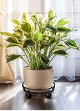 Black Round Movable Plant Caddy with Wheels