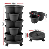 Darrahopens Home & Garden > Artificial Plants > Pots, Planters & Accessories Green Fingers 5 Tier Vertical Garden Planter, Stackable Planters with 4 Wheels, Black, Raised Garden Bed, Garden Tower Indoor Outdoor, Auto Drainage System, for Strawberries, Herbs, Flower, Vegetables