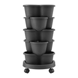 Darrahopens Home & Garden > Artificial Plants > Pots, Planters & Accessories Green Fingers 5 Tier Vertical Garden Planter, Stackable Planters with 4 Wheels, Black, Raised Garden Bed, Garden Tower Indoor Outdoor, Auto Drainage System, for Strawberries, Herbs, Flower, Vegetables