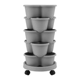 Darrahopens Home & Garden > Artificial Plants > Pots, Planters & Accessories Green Fingers 5 Tier Vertical Garden Planter, Stackable Planters with 4 Wheels, Grey, Raised Garden Bed, Garden Tower Indoor Outdoor, Auto Drainage System, for Strawberries, Herbs, Flower, Vegetables