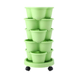 Darrahopens Home & Garden > Artificial Plants > Pots, Planters & Accessories Green Fingers 5 Tier Vertical Garden Planter, Stackable Planters with Wheels, Light Green, Garden Bed, Garden Tower Indoor Outdoor, Auto Drainage System, for Strawberries, Herbs, Flowers, Vegetables
