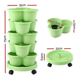 Darrahopens Home & Garden > Artificial Plants > Pots, Planters & Accessories Green Fingers 5 Tier Vertical Garden Planter, Stackable Planters with Wheels, Light Green, Garden Bed, Garden Tower Indoor Outdoor, Auto Drainage System, for Strawberries, Herbs, Flowers, Vegetables