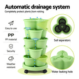Darrahopens Home & Garden > Artificial Plants > Pots, Planters & Accessories Green Fingers 5 Tier Vertical Garden Planter, Stackable Planters with Wheels, Light Green, Garden Bed, Garden Tower Indoor Outdoor, Auto Drainage System, for Strawberries, Herbs, Flowers, Vegetables