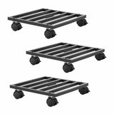 Darrahopens Home & Garden > Artificial Plants > Pots, Planters & Accessories Green Fingers Plant Pot Trolleys 3pcs 32cm Galvanized Steel Lockable Wheels Roll Planter Black