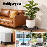 Darrahopens Home & Garden > Artificial Plants > Pots, Planters & Accessories Green Fingers Plant Pot Trolleys 3pcs 32cm Galvanized Steel Lockable Wheels Roll Planter Black