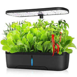 Darrahopens Home & Garden > Artificial Plants > Pots, Planters & Accessories Hydroponics Plant Growing System 12 Pods Indoor Herb Garden Kit Led Light 4L Black