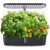 Darrahopens Home & Garden > Artificial Plants > Pots, Planters & Accessories Hydroponics Plant Growing System 12 Pods Indoor Herb Garden Kit Led Light 4L Black