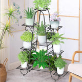 Darrahopens Home & Garden > Artificial Plants > Pots, Planters & Accessories Oversized Metal Plant Stand with 9-Tier Flower Display Shelves