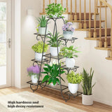 Darrahopens Home & Garden > Artificial Plants > Pots, Planters & Accessories Oversized Metal Plant Stand with 9-Tier Flower Display Shelves