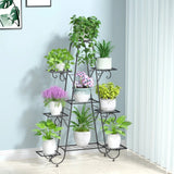 Darrahopens Home & Garden > Artificial Plants > Pots, Planters & Accessories Oversized Metal Plant Stand with 9-Tier Flower Display Shelves