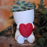 Darrahopens Home & Garden > Artificial Plants > Pots, Planters & Accessories Valentine's Day Mini Flower Pot - Heart-Shaped Succulent (White and Red)