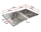 darrahopens Home & Garden > Bathroom Accessories 835x505mm Handmade 1.5mm Stainless Steel Undermount / Topmount Kitchen Sink with Square Waste