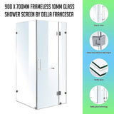 darrahopens Home & Garden > Bathroom Accessories 900 x 700mm Frameless 10mm Glass Shower Screen By Della Francesca