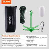 Darrahopens Home & Garden > Bathroom Accessories > Bath Caddies VEVOR Kayak Anchor Kit, 3.5 lb Paddle Board Anchor Kit with 26.2 ft/8 m Rope and Buoy, Folding Small Boat Anchor with Storage Bag and Snap Hook, Kayak Accessories for Kayaks, Small Boats, Canoes