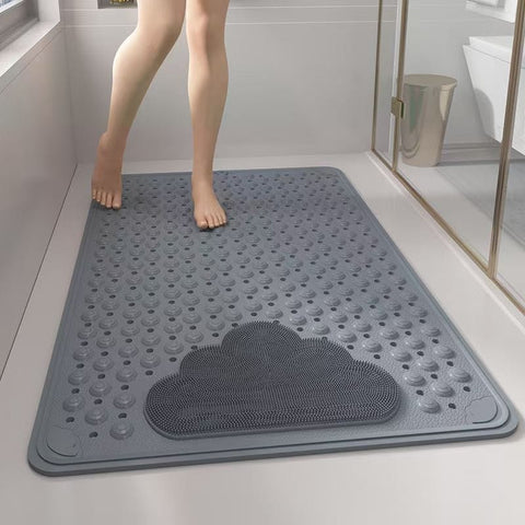 Darrahopens Home & Garden > Bathroom Accessories > Bath Mats & Rugs 2-Pack Grey Eco-Friendly Bath Mat with Massage Points - Anti-Slip Suction Cup Safety Bathroom Rug (S Size 68.5X34x2 CM)