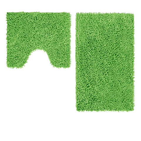 Darrahopens Home & Garden > Bathroom Accessories > Bath Mats & Rugs 2 Pce Shaggy Toggle 100% Cotton Bath Mat Set Green