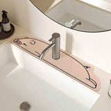 Darrahopens Home & Garden > Bathroom Accessories > Bath Mats & Rugs 2-Piece Faucet Draining Mat Set Absorbent Sink Splash Guard Quick Dry Counter Mat 10x61cm(pig)
