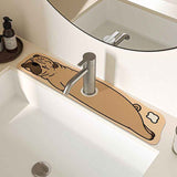 Darrahopens Home & Garden > Bathroom Accessories > Bath Mats & Rugs 2-Piece Faucet Draining Mat Set Absorbent Sink Splash Guard Quick Dry Counter Mat 10x61cm(Pug)