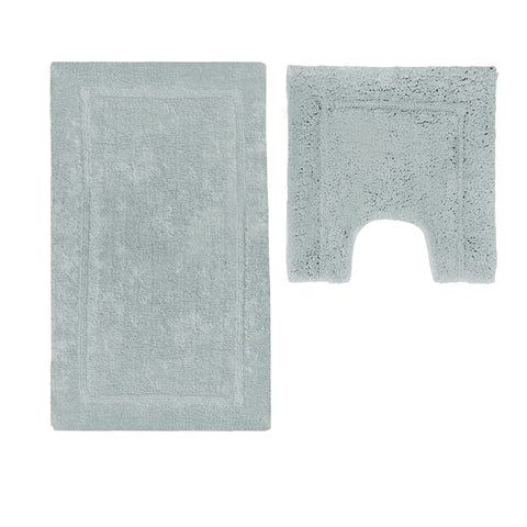 Darrahopens Home & Garden > Bathroom Accessories > Bath Mats & Rugs 2200GSM 2 Pce Axel 100% Cotton Bath Mat Set Silver Cloud
