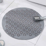 Gray Round Non-Slip Massage Bath Mat 30×30cm