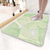 Darrahopens Home & Garden > Bathroom Accessories > Bath Mats & Rugs Green Leaves Pattern  PVC Non-Slip Bath Mat 50x80cm - Shower Drain Hole Design, Soft & Quick-Dry Bathroom Rug