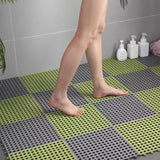 Darrahopens Home & Garden > Bathroom Accessories > Bath Mats & Rugs Grey And Green DIY Interlocking Non-Slip Floor Tiles - 18-Pack PVC Drainage Mat for Shower & Bathroom Safety