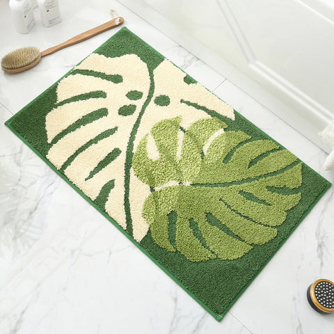 Darrahopens Home & Garden > Bathroom Accessories > Bath Mats & Rugs Leaves Fall in Autumn - Green Jacquard Bathroom Mat - Super Absorbent Non-Slip Rug (40x60cm), Toilet Floor Mat for Bathroom/Bedroom/Entryway