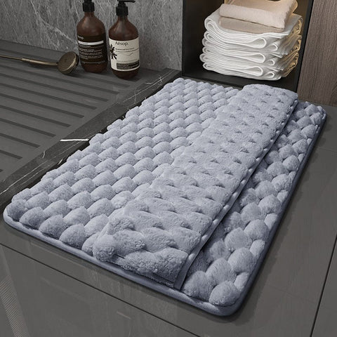 Darrahopens Home & Garden > Bathroom Accessories > Bath Mats & Rugs Luxury Plush Memory Foam Bath Mat with Foot Drying Panel - Super Absorbent & Non-Slip Bathroom Rug(Checkered gray)