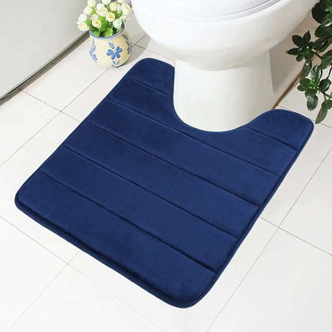 Darrahopens Home & Garden > Bathroom Accessories > Bath Mats & Rugs Memory Foam Bath Mat Non-Slip Backing Soft Water Absorbent Bath Mat For Toilet Bathroom, Memory Foam, Navy Blue, 50 X