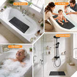 Darrahopens Home & Garden > Bathroom Accessories > Bath Mats & Rugs Non-Slip Bathtub Mat with Drain Holes and Strong Suction Cups, Machine-Washable Shower Mat for Inside Tubs, Black, 87.6 x 39 cm In Australia - Darrahopens