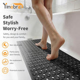 Darrahopens Home & Garden > Bathroom Accessories > Bath Mats & Rugs Non-Slip Bathtub Mat with Drain Holes and Strong Suction Cups, Machine-Washable Shower Mat for Inside Tubs, Black, 87.6 x 39 cm In Australia - Darrahopens