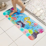 Darrahopens Home & Garden > Bathroom Accessories > Bath Mats & Rugs Non-Slip PVC Bath & Shower Mat with Suction Cups and Drainage Holes - Cartoon Ocean Theme(Blonde Mermaid)