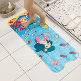 Darrahopens Home & Garden > Bathroom Accessories > Bath Mats & Rugs Non-Slip PVC Bath & Shower Mat with Suction Cups and Drainage Holes - Cartoon Ocean Theme(Dark-haired Mermaid)