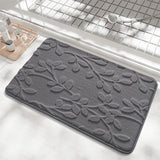 Darrahopens Home & Garden > Bathroom Accessories > Bath Mats & Rugs Plush Embossed Leaf Bath Mat - Ultra Soft, Absorbent & Non-Slip Bathroom Rug(Dark gray 50*80㎝)