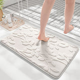 Darrahopens Home & Garden > Bathroom Accessories > Bath Mats & Rugs Plush Embossed Leaf Bath Mat - Ultra Soft, Absorbent & Non-Slip Bathroom Rug(Dark gray 50*80㎝)