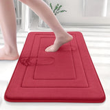 Darrahopens Home & Garden > Bathroom Accessories > Bath Mats & Rugs RED Geometric Pattern, Soft Lightweight Skin-Friendly, Bathroom Accessory, Toilet Anti-Slip Mat, Bathroom Mat, Machine Washable, Suitable for Shower Room, Bathroom Doorway, Bedroom Room Decoration, Modern Bath Mat, Durable Bathroom Floor Mat