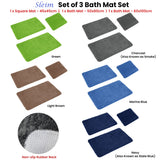 Darrahopens Home & Garden > Bathroom Accessories > Bath Mats & Rugs Sleim Set of 3 Bath Mat Set Navy (Also Known as State Blue)