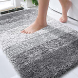 Darrahopens Home & Garden > Bathroom Accessories > Bath Mats & Rugs Soft Absorbent Bathroom Rug, Non-Slip Washable Plush Bath Mat for Shower, Sink and Bathroom Floor, Light Grey and White, 61 x 43 cm In Australia - Darrahopens