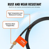 Darrahopens Home & Garden > Bathroom Accessories > Bath Mats & Rugs VEVOR Boat Steering Cable, 17 Feet Outboard Marine Rotary Steering Cable, 1/2 Ton High Tensile Strength, Steel Steering Wheel Cable Compatible with Most Single-Station Outboard Steering Systems