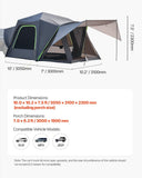 Darrahopens Home & Garden > Bathroom Accessories > Bath Mats & Rugs VEVOR SUV Tent for Camping, 10FT L x 10FT W, Waterproof PU2000mm Spacious Double Layer Design for 5-8 Person, SUV Camping Tent with Shade Awning and Mesh Windows, Includes Rainfly and Storage Bag