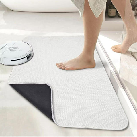Darrahopens Home & Garden > Bathroom Accessories > Bath Mats & Rugs White Super Absorbent Diatomite Quick Dry Bath Mat 60x120cm - Non-Slip Rubber Backing for Australian Bathroom & Entryway