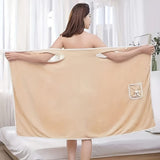 Darrahopens Home & Garden > Bathroom Accessories > Bath Towels & Robes 1-Piece Bath Towel with Pocket, Wearable Bath Towel, Bathroom Shower Supply, Can be Used as Robe, Nightgown, Sexy Strap Dress, Blanket, Indoor/Outdoor Fitness Sauna Shawl, Easy to Carry, Machine Washable（Purple）