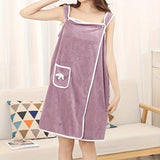 Darrahopens Home & Garden > Bathroom Accessories > Bath Towels & Robes 1-Piece Bath Towel with Pocket, Wearable Bath Towel, Bathroom Shower Supply, Can be Used as Robe, Nightgown, Sexy Strap Dress, Blanket, Indoor/Outdoor Fitness Sauna Shawl, Easy to Carry, Machine Washable（Purple）