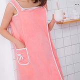 Darrahopens Home & Garden > Bathroom Accessories > Bath Towels & Robes 1-Piece Bath Towel with Pocket, Wearable Bath Towel, Bathroom Shower Supply, Can be Used as Robe, Nightgown, Sexy Strap Dress, Blanket, Indoor/Outdoor Fitness Sauna Shawl, Easy to Carry, Machine Washable（PINK）