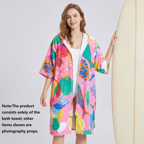 Darrahopens Home & Garden > Bathroom Accessories > Bath Towels & Robes 2 pack Quick Dry Microfiber Surf Poncho Towel（Style 2）-  Hooded Changing Robe with Zipper - Lightweight Beach Wrap for Swimming Travel In Australia - Darrahopens