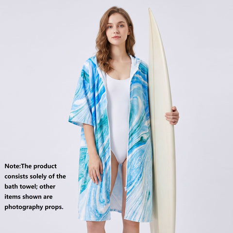 Darrahopens Home & Garden > Bathroom Accessories > Bath Towels & Robes 2 pack Quick Dry Microfiber Surf Poncho Towel（Style 3）-  Hooded Changing Robe with Zipper - Lightweight Beach Wrap for Swimming Travel In Australia - Darrahopens