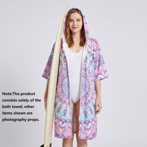 Darrahopens Home & Garden > Bathroom Accessories > Bath Towels & Robes 2 pack Quick Dry Microfiber Surf Poncho Towel（Style 4）-  Hooded Changing Robe with Zipper - Lightweight Beach Wrap for Swimming Travel In Australia - Darrahopens