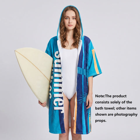 Darrahopens Home & Garden > Bathroom Accessories > Bath Towels & Robes 2 pack Quick Dry Microfiber Surf Poncho Towel（Style 5）-  Hooded Changing Robe with Zipper - Lightweight Beach Wrap for Swimming Travel In Australia - Darrahopens