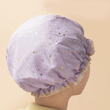 Darrahopens Home & Garden > Bathroom Accessories > Bath Towels & Robes 3 Pack The starry sky is light purple Double Layer Shower Cap for Women Waterproof Bath Hair Cover Reusable Elastic Hat for Spa Salon and Home Use