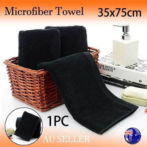 Darrahopens Home & Garden > Bathroom Accessories > Bath Towels & Robes Black Cotton Towel 35x75cm Soft Thick Absorbent Bath Gym Travel Use